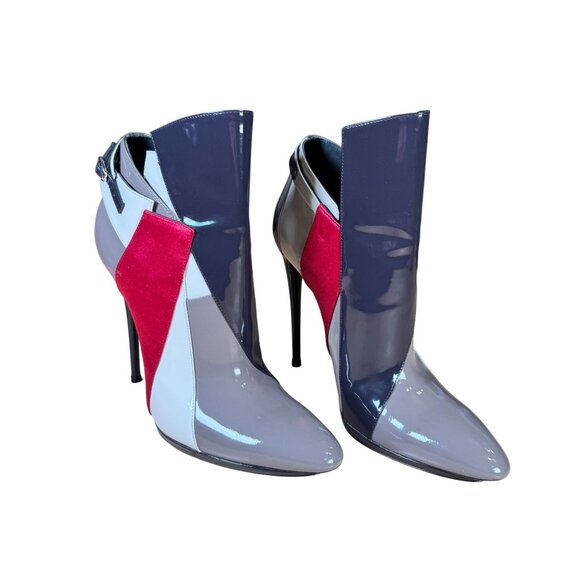 Balenciaga Shoes - Balenciaga Patent Leather Colorblock Stiletto Ankle Boots Size EU 40 US 10